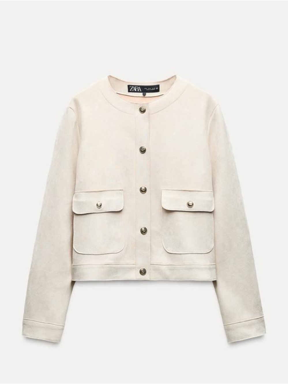 ZARA Cream Button-Up Cropped Jacket with Gold Buttons